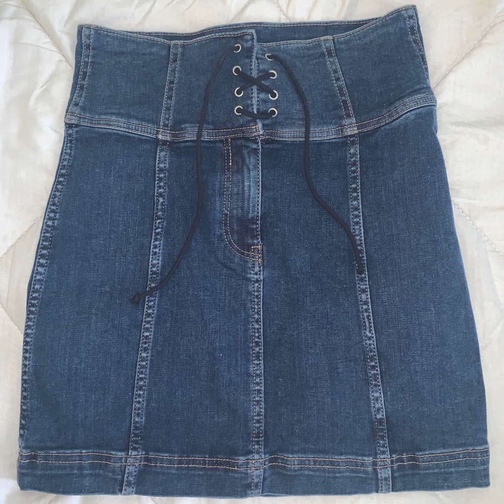 High waisted jean skirt